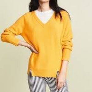 5a7 Cinc a Sept Yellow 100% Cashmere Layered V-neck Pullover Sweater Size S